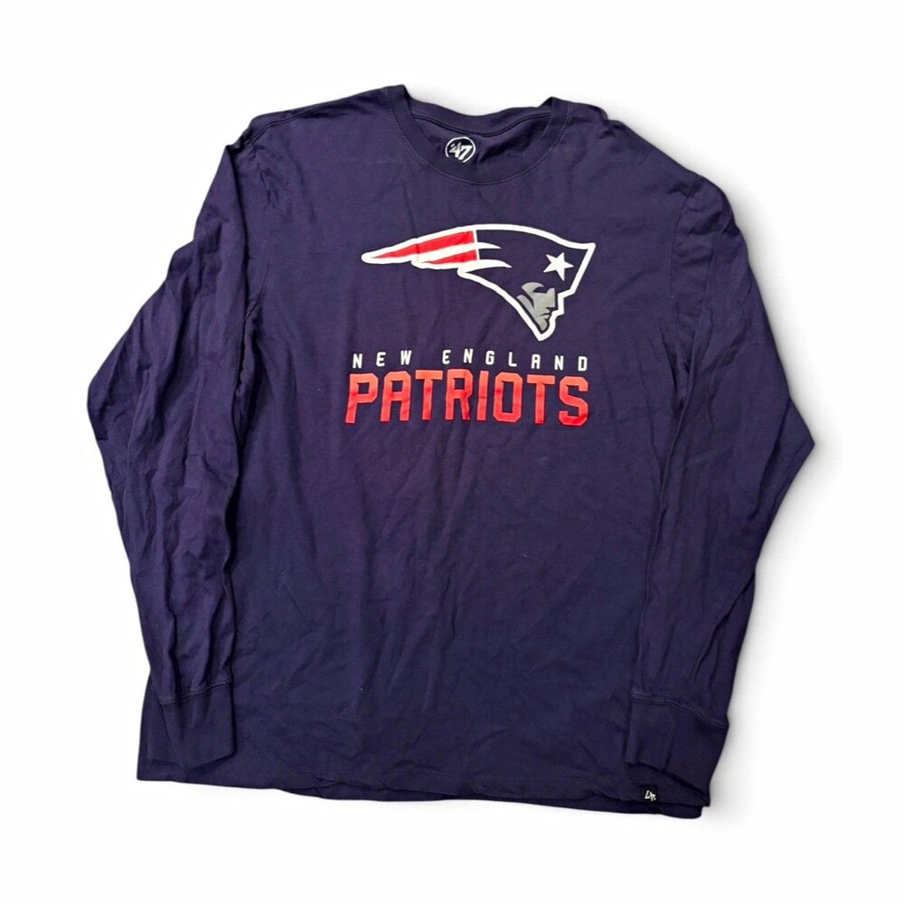 '47 Brand New England Patriots NFL Football Long Sleeve Shirt Blue Size XL